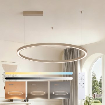 Brilagi - PORTOFINO LED-dæmpbar pendel på wire LED/60W/230V 3000-6000K Ø 80 cm beige + fjernbetjening