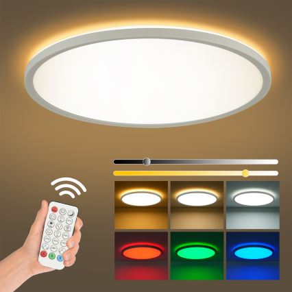 Brilagi - LED RGBW dæmpbar loftlampe ULTRA SLIM LED/18W/230V 2700-6500K Ø 30 cm hvid + fjernbetjening