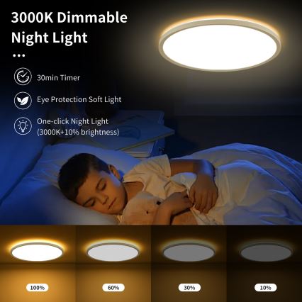 Brilagi - LED RGBW dæmpbar loftlampe ULTRA SLIM LED/18W/230V 2700-6500K Ø 30 cm hvid + fjernbetjening