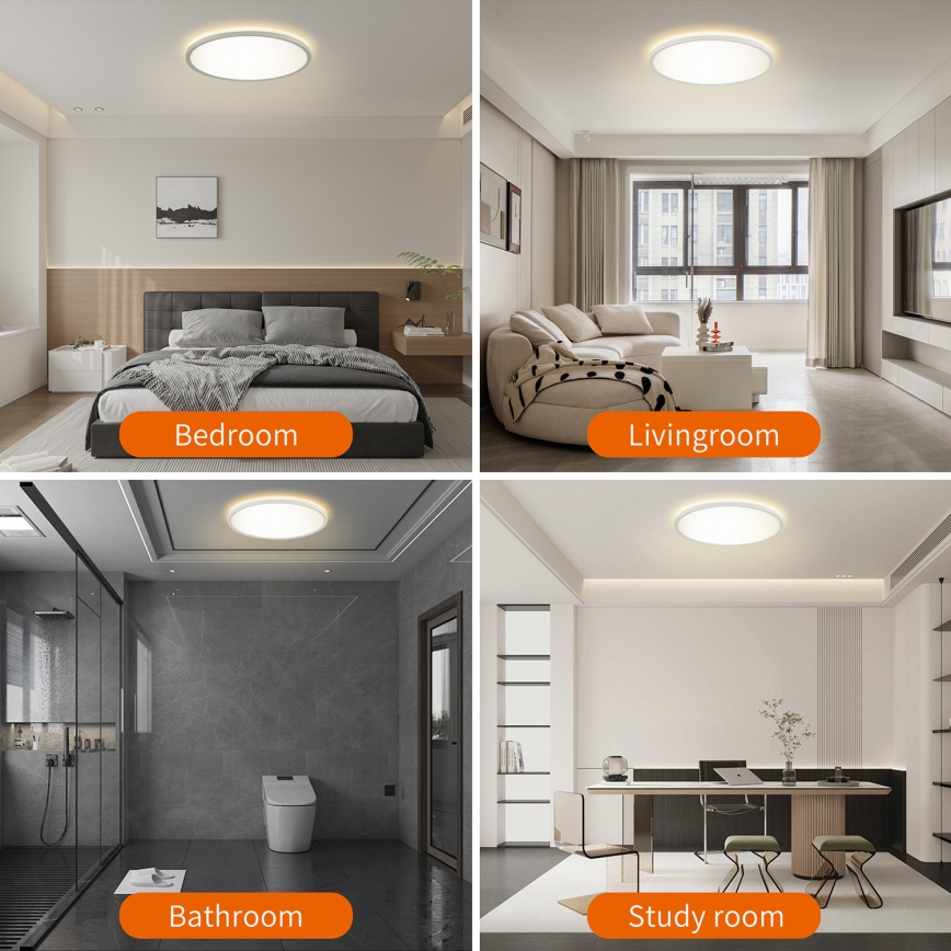 Brilagi - LED RGBW dæmpbar loftlampe ULTRA SLIM LED/18W/230V 2700-6500K Ø 30 cm hvid + fjernbetjening