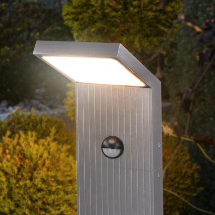 Brilagi - LED-udendørslampe med sensor RIANO LED/8W/230V sølvfarvet IP65