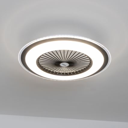 Brilagi - LED dæmpbart loftlys med ventilator RONDA LED/48W/230V 3000-6000K sort + fjernbetjening