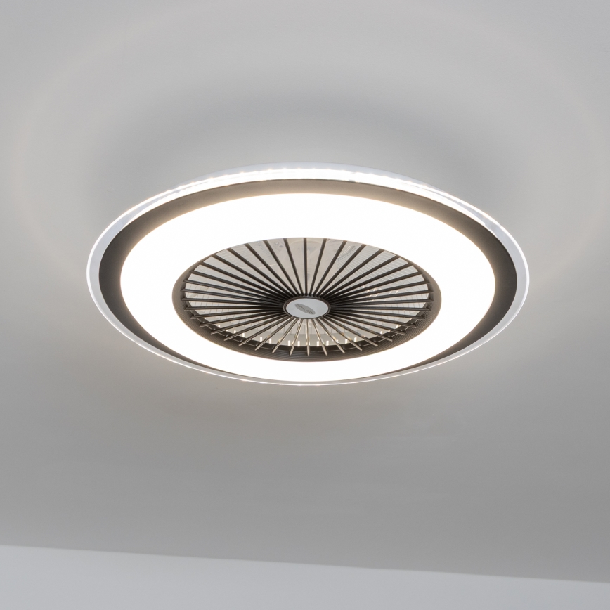 Brilagi - LED dæmpbart loftlys med ventilator RONDA LED/48W/230V 3000-6000K sort + fjernbetjening