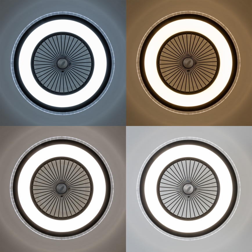 Brilagi - LED dæmpbart loftlys med ventilator RONDA LED/48W/230V 3000-6000K sort + fjernbetjening