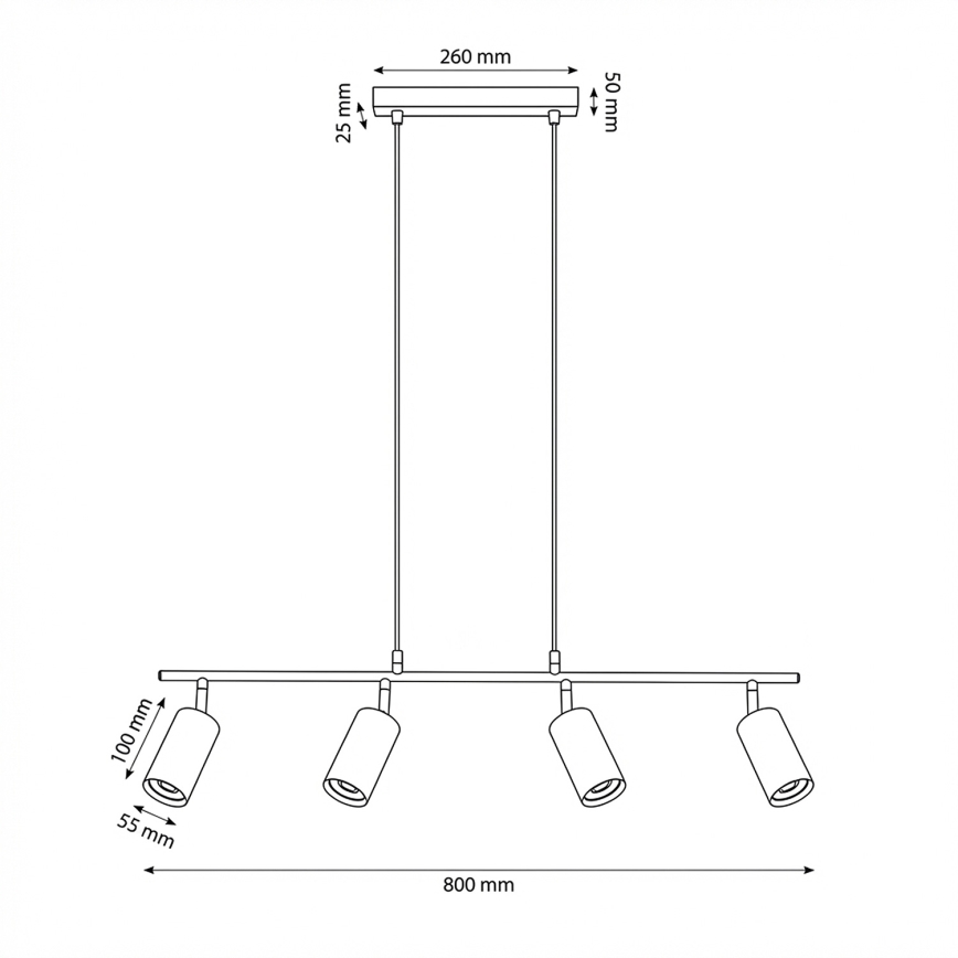 Brilagi - SELE pendel på kabel 4xGU10/30W/230V hvid