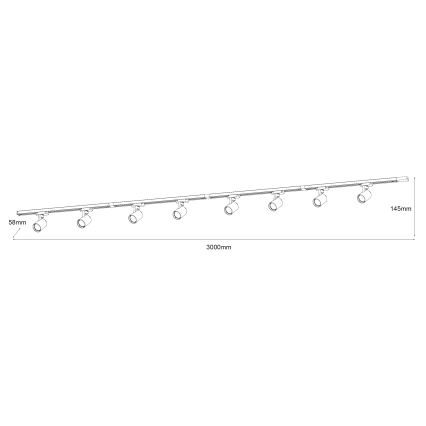 Brilagi - Skinnespot til skinnesystem HUSKY 8xGU10/10W/230V sort/guld