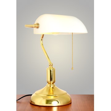 Brilagi - Skrivebordslampe BANK OFFICE 1xE27/60W/230V guld/hvid