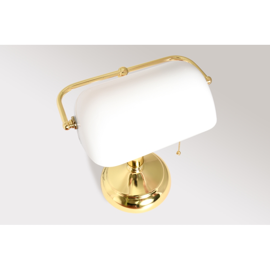 Brilagi - Skrivebordslampe BANK OFFICE 1xE27/60W/230V guld/hvid