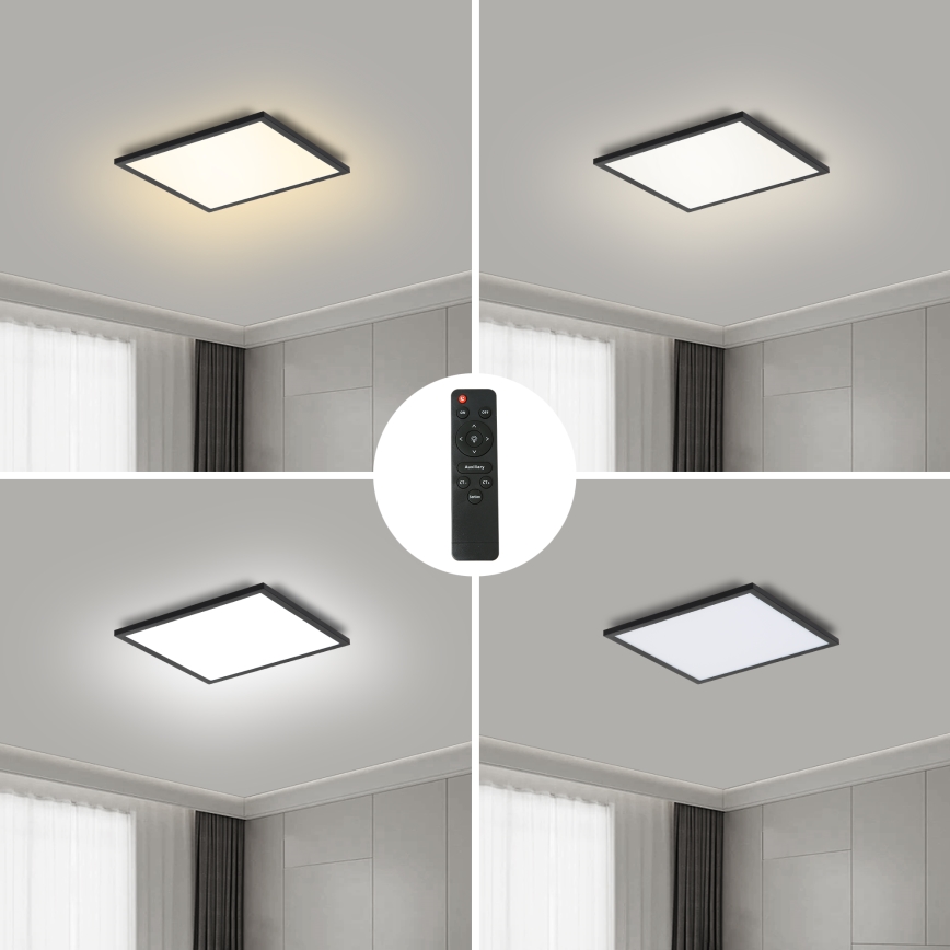 Brilagi - LED-dæmpbar loftlampe SLIMFRAME LED/25W/230V 30x30 cm 3000-6000K sort + fjernbetjening