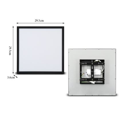 Brilagi - LED-dæmpbar loftlampe SLIMFRAME LED/25W/230V 30x30 cm 3000-6000K sort + fjernbetjening