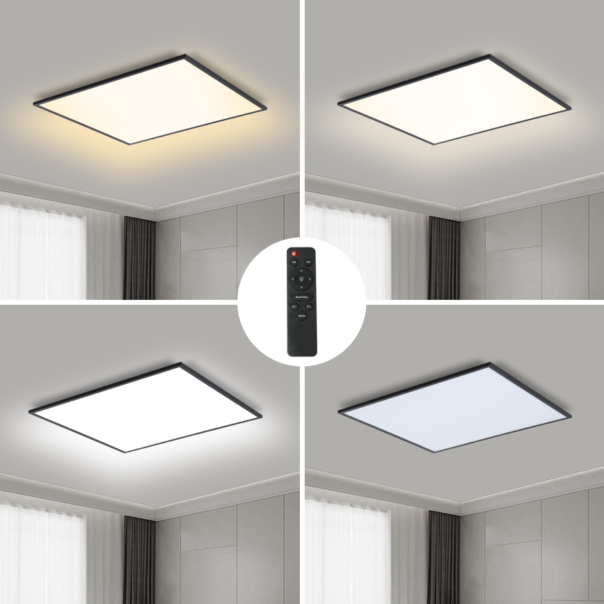 Brilagi - LED dæmpbar loftlampe SLIMFRAME LED/58W/230V 60x60 cm 3000-6000K sort + fjernbetjening
