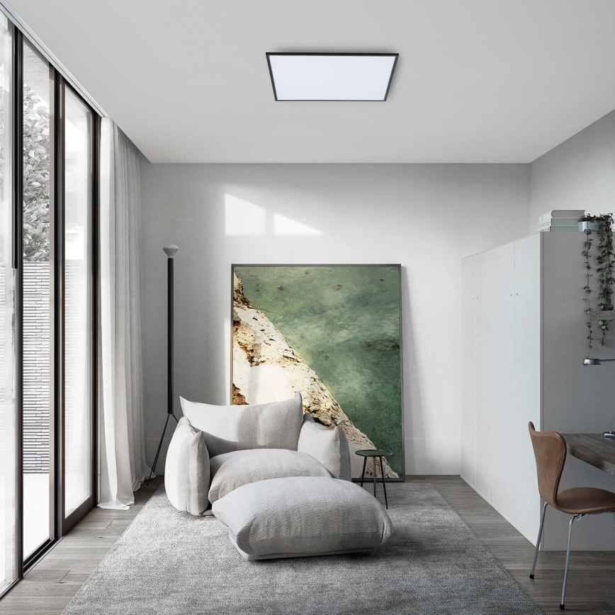 Brilagi - LED dæmpbar loftlampe SLIMFRAME LED/58W/230V 60x60 cm 3000-6000K sort + fjernbetjening