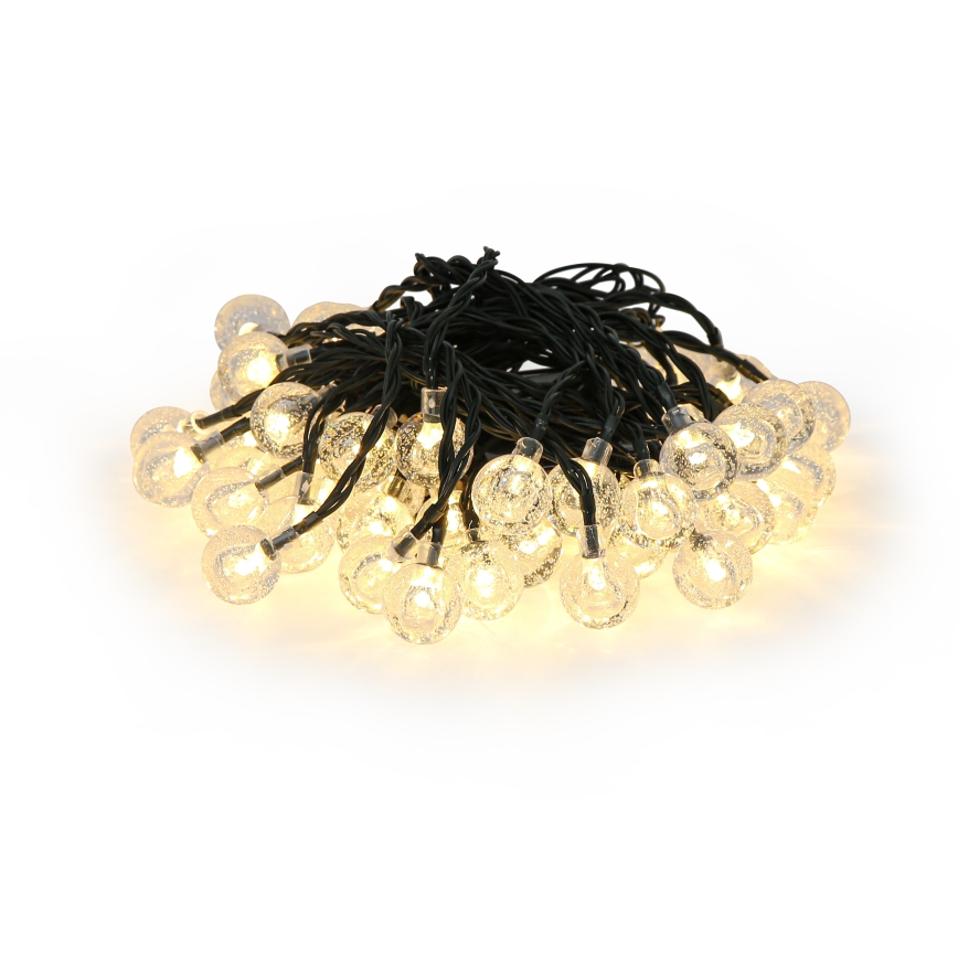 Brilagi - Soldrevet LED lyskæde BUBBLE 50xLED/8 funktioner 7 m IP65 varm hvid 600 mAh