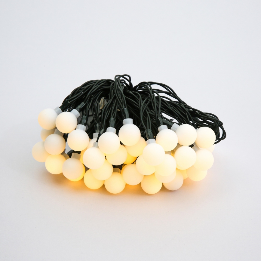 Brilagi - Soldrevet LED lyskæde BUBBLE 50xLED/8 funktioner 7 m IP65 varm hvid 600 mAh