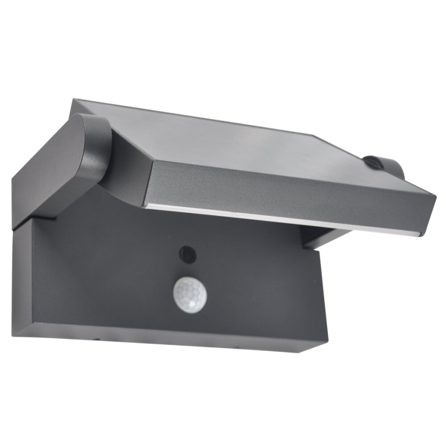 Brilagi - Soldrevet LED væglampe med sensor ANKLE LED/10W/3,7V 3000 mAh 3000K IP65 antracit