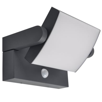 Brilagi - Soldrevet LED væglampe med bevægelses- og skumringssensor ANKLE LED/10W/3,7V 3000 mAh 3000K IP65 antracit