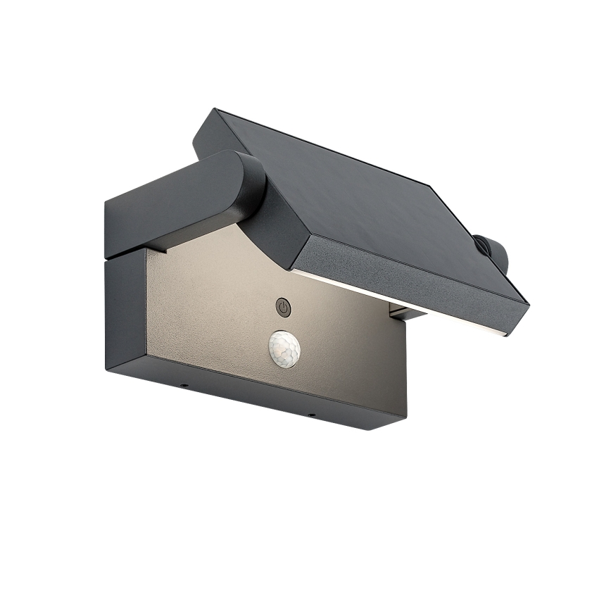 Brilagi - Soldrevet LED væglampe med bevægelses- og skumringssensor ANKLE LED/10W/3,7V 3000 mAh 3000K IP65 antracit