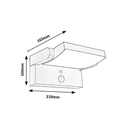 Brilagi - Soldrevet LED væglampe med bevægelses- og skumringssensor ANKLE LED/10W/3,7V 3000 mAh 3000K IP65 antracit