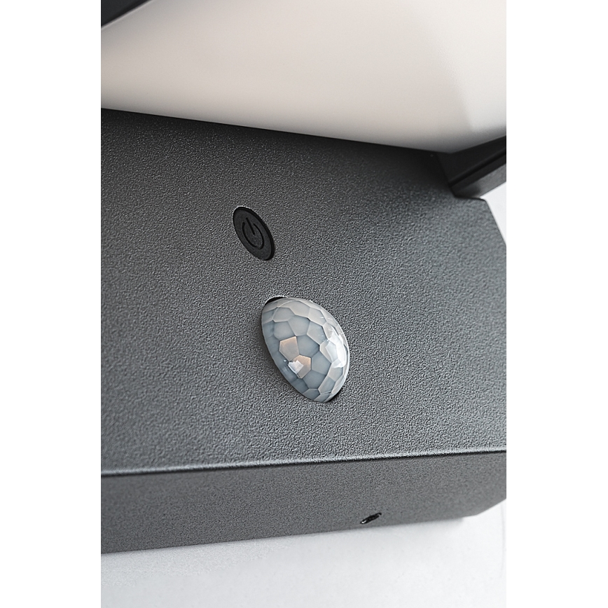 Brilagi - LED Soldrevet væglampe med bevægelses- og skumringssensor ANKLE LED/10W/3,7V 3000 mAh 4000K IP65 antracit