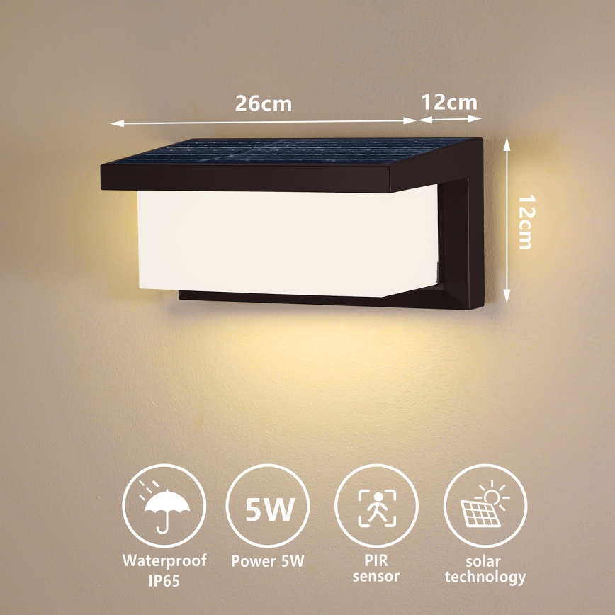 Brilagi - Soldrevet LED væglampe med sensor BRICKY LED/5W/6V 4000 mAh IP65