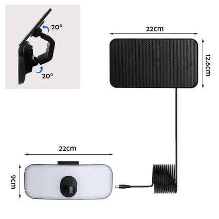 Brilagi - Soldrevet LED væglampe med sensor ROOF LED/13W/5V 4000 mAh IP65