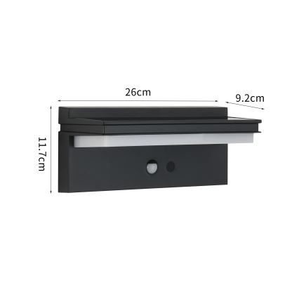 Brilagi - Soldrevet LED væglampe med sensor SOL SENSE LED/10W/3,7V 4000 mAh IP44