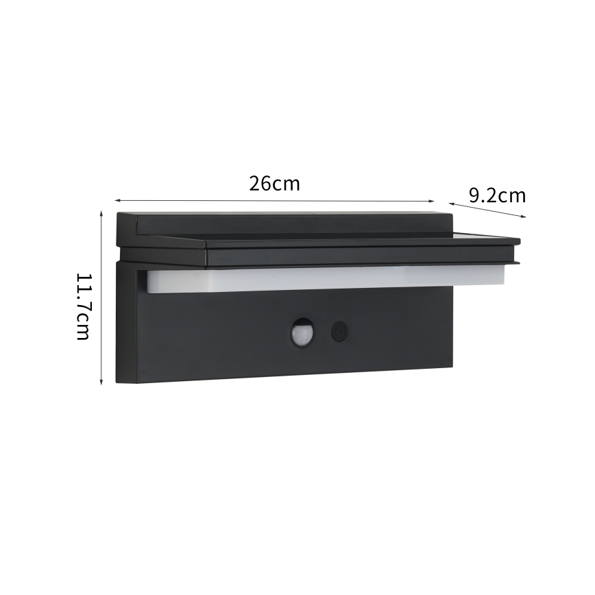 Brilagi - Soldrevet LED væglampe med sensor SOL SENSE LED/10W/3,7V 4000 mAh IP44