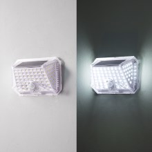 Brilagi - Soldrevet LED væglampe med sensor WALLIE LED/0,85W/3,7V 6500K IP65 sølvfarvet