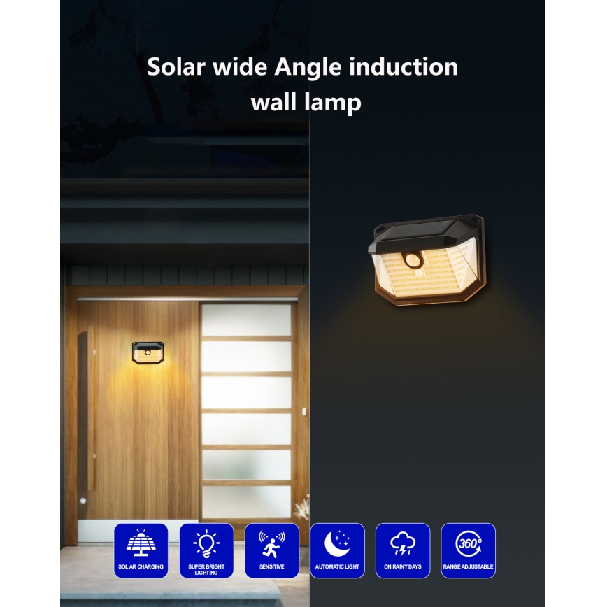 Brilagi - Soldrevet LED væglampe med sensor WALLIE LED/4W/5,5V 1200 mAh 3000K IP65