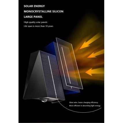 Brilagi - Soldrevet LED væglampe PYRAMID LED/2W/3,2V 1300 mAh IP54