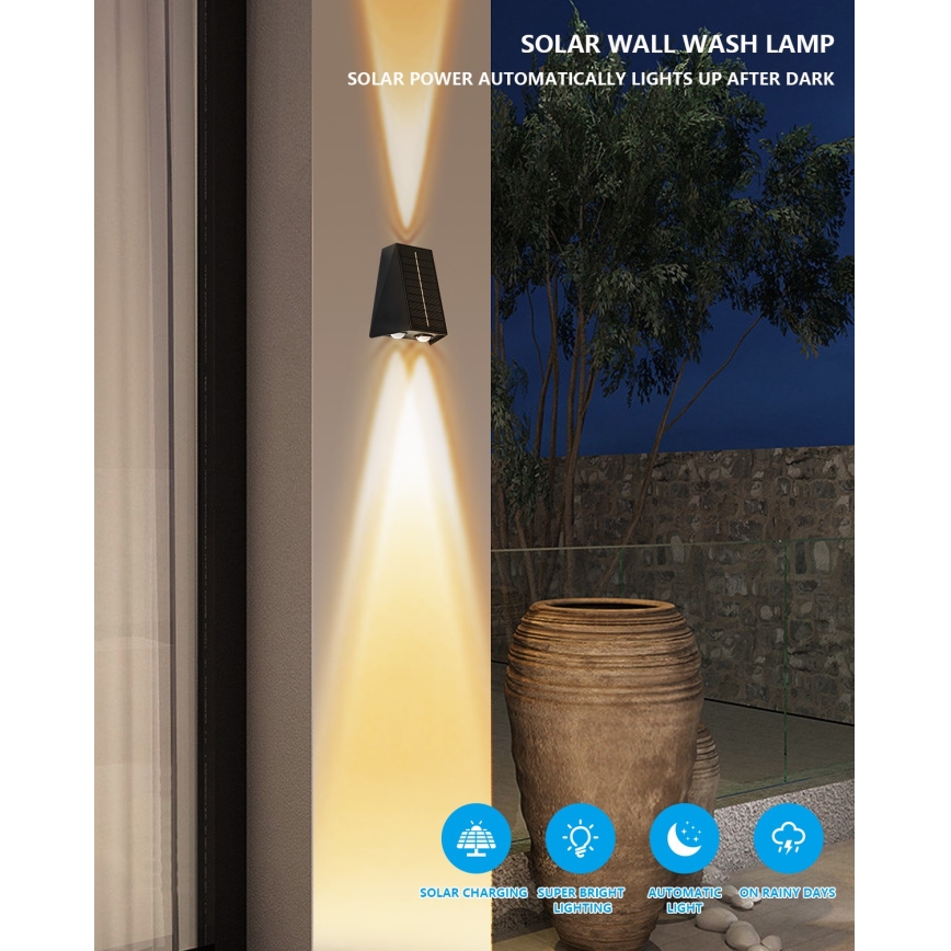 Brilagi - Soldrevet LED væglampe PYRAMID LED/2W/3,2V 1300 mAh IP54