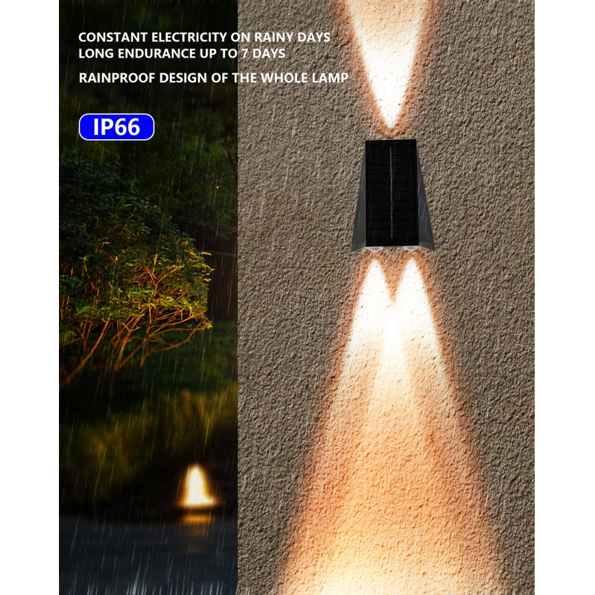 Brilagi - Soldrevet LED væglampe PYRAMID LED/2W/3,2V 1300 mAh IP54