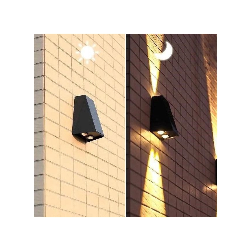 Brilagi - Soldrevet LED væglampe PYRAMID LED/2W/3,2V 1300 mAh IP54