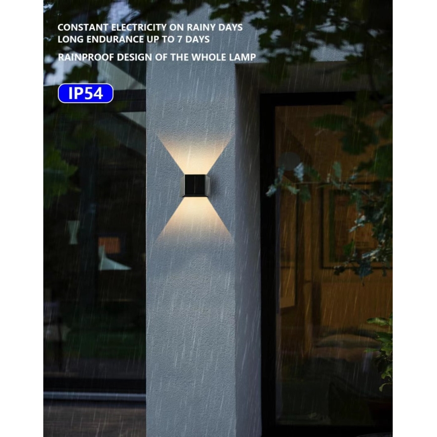 Brilagi - Soldrevet LED væglampe SOLAR CUBE LED/2W/3,2V 1300 mAh IP54