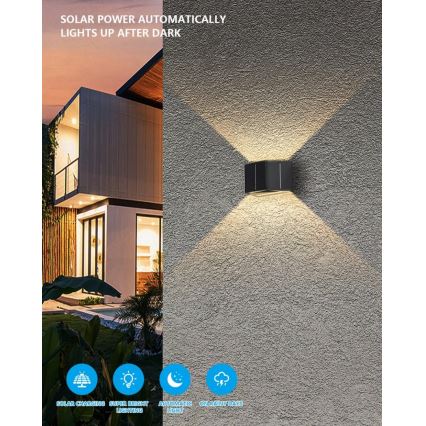 Brilagi - Soldrevet LED væglampe SOLAR CUBE LED/2W/3,2V 1300 mAh IP54
