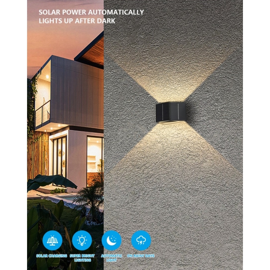 Brilagi - Soldrevet LED væglampe SOLAR CUBE LED/2W/3,2V 1300 mAh IP54