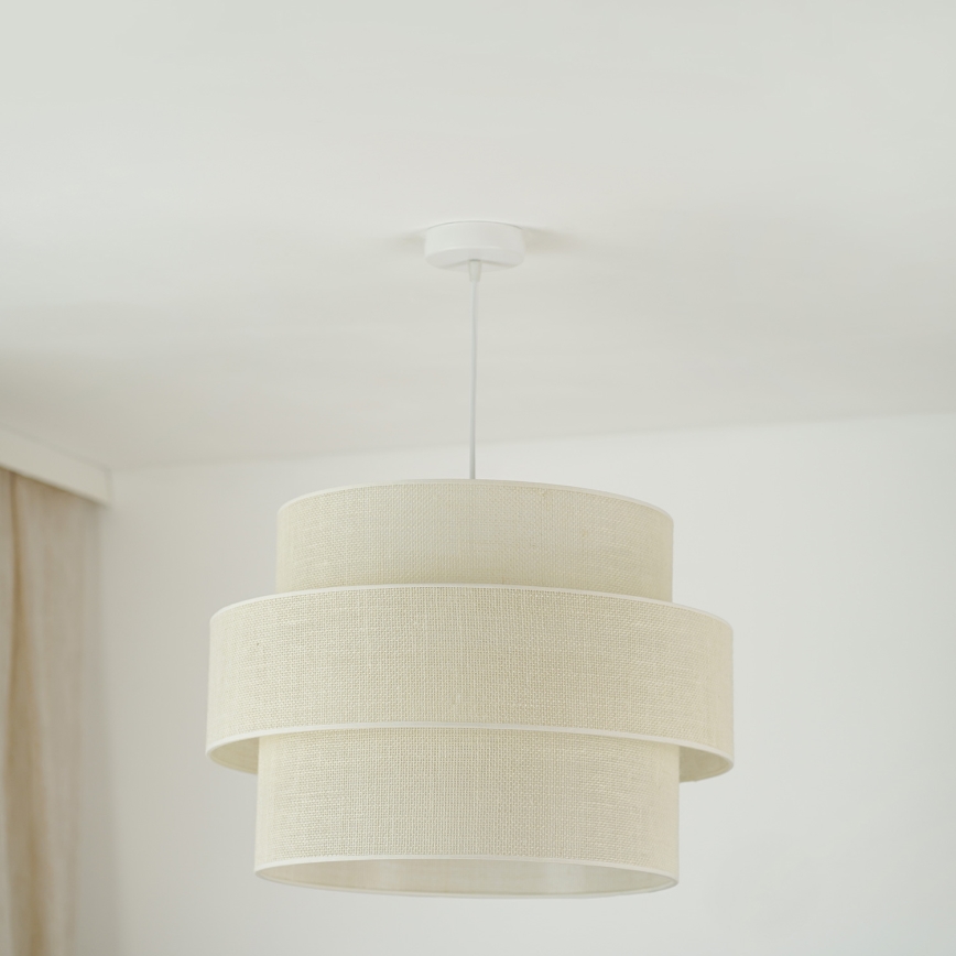 Brilagi - Loftlampe på kabel SPACE YUTE 1xE27/15W/230V Ø 50 cm creme/hvid