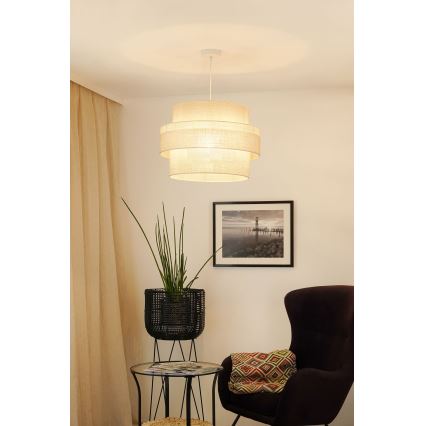 Brilagi - Loftlampe på kabel SPACE YUTE 1xE27/15W/230V Ø 50 cm creme/hvid