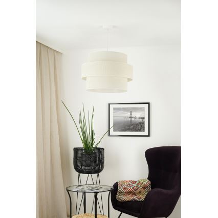 Brilagi - Loftlampe på kabel SPACE YUTE 1xE27/15W/230V Ø 50 cm creme/hvid