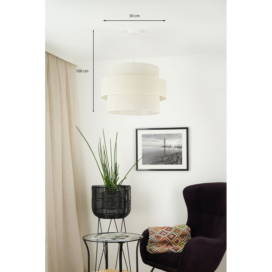 Brilagi - Loftlampe på kabel SPACE YUTE 1xE27/15W/230V Ø 50 cm creme/hvid