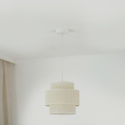 Brilagi - Loftlampe på kabel SPACE YUTE 1xE27/15W/230V Ø 25 cm creme/hvid