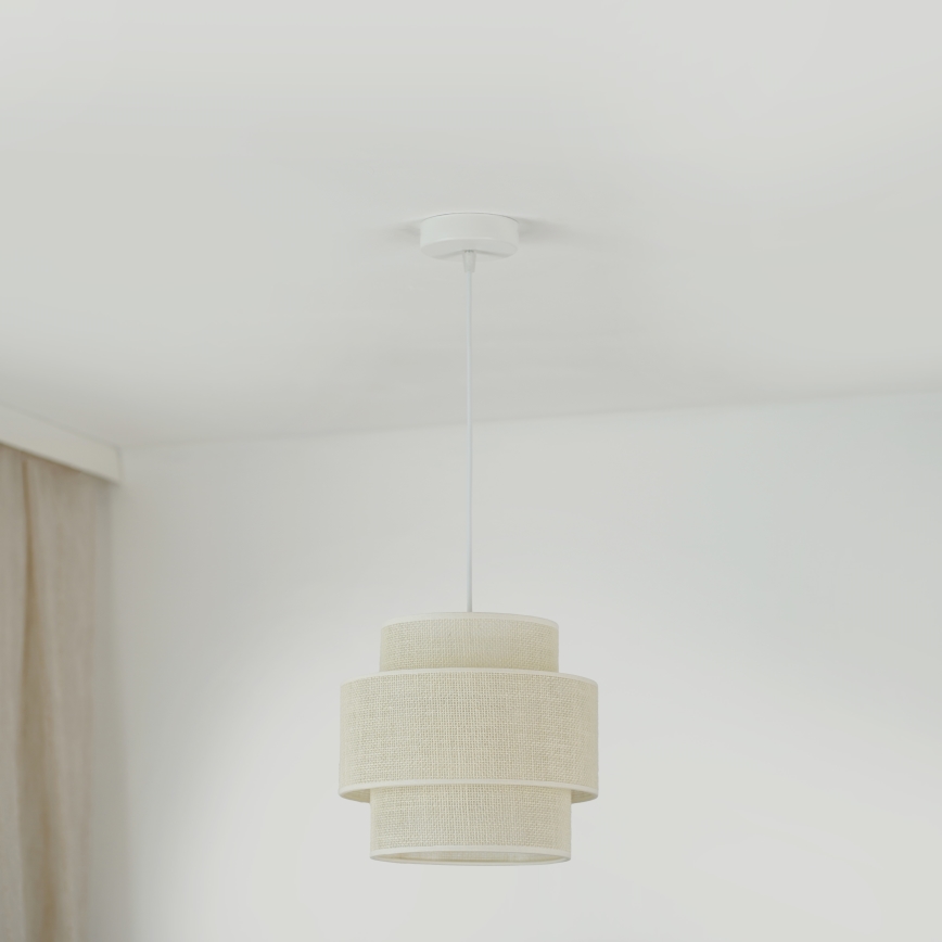 Brilagi - Loftlampe på kabel SPACE YUTE 1xE27/15W/230V Ø 25 cm creme/hvid