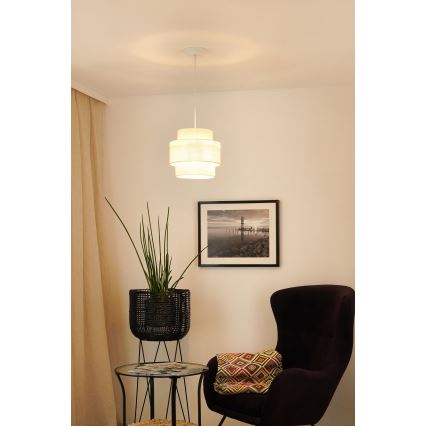 Brilagi - Loftlampe på kabel SPACE YUTE 1xE27/15W/230V Ø 25 cm creme/hvid