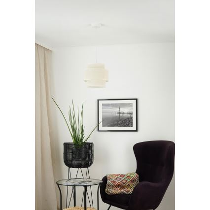 Brilagi - Loftlampe på kabel SPACE YUTE 1xE27/15W/230V Ø 25 cm creme/hvid