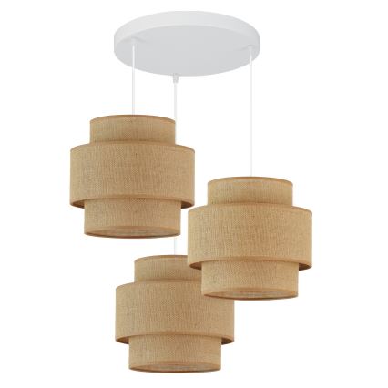 Brilagi - Loftlampe på kabel SPACE YUTE 3xE27/15W/230V beige/hvid