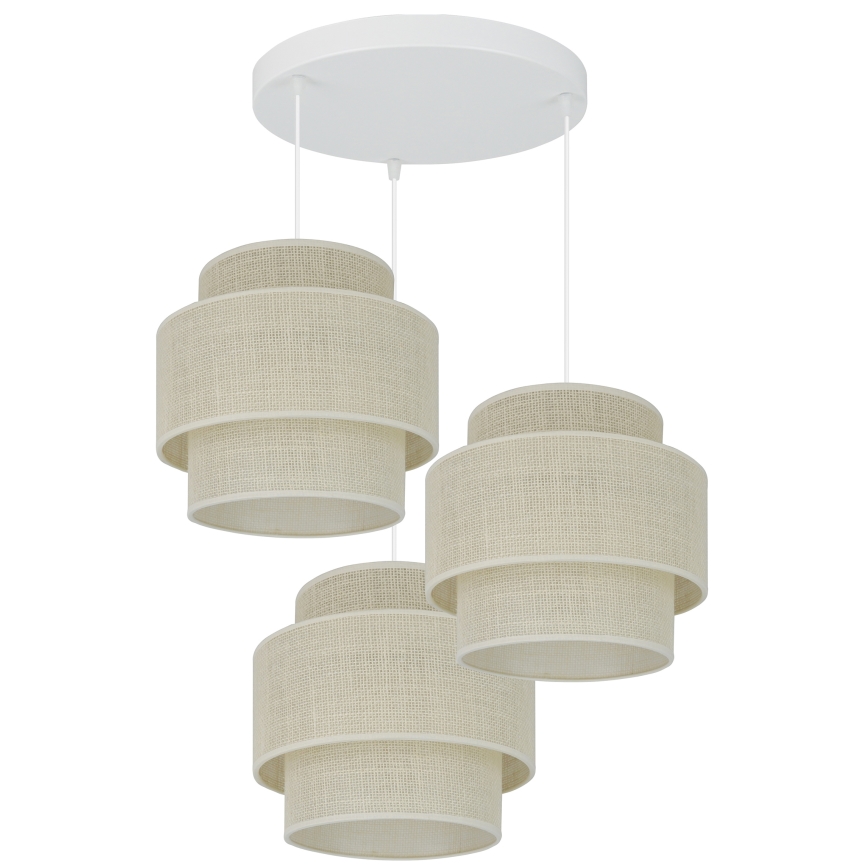 Brilagi - Loftlampe på kabel SPACE YUTE 3xE27/15W/230V creme/hvid
