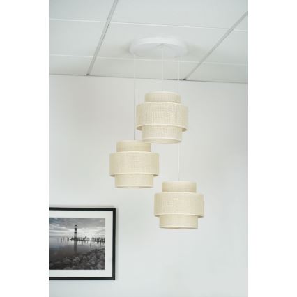 Brilagi - Loftlampe på kabel SPACE YUTE 3xE27/15W/230V creme/hvid