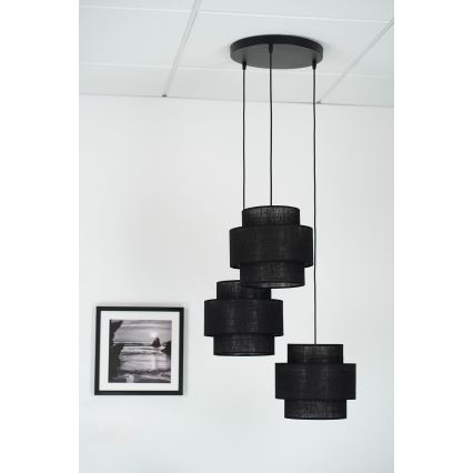Brilagi - Loftlampe på kabel SPACE YUTE 3xE27/15W/230V sort