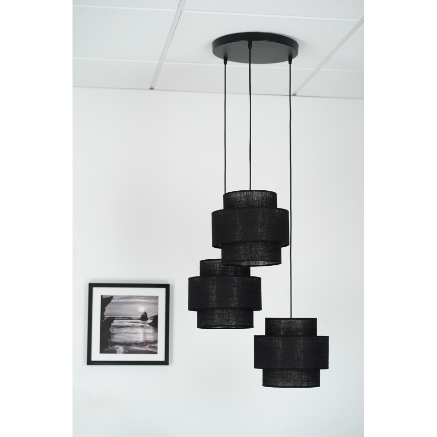 Brilagi - Loftlampe på kabel SPACE YUTE 3xE27/15W/230V sort