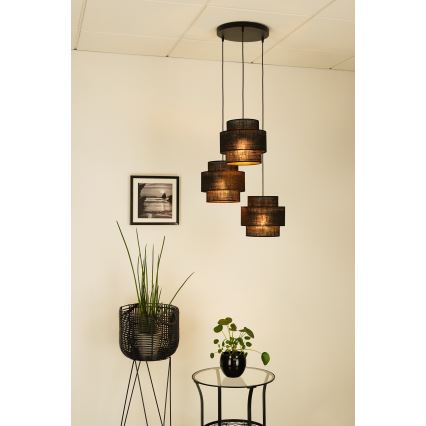 Brilagi - Loftlampe på kabel SPACE YUTE 3xE27/15W/230V sort